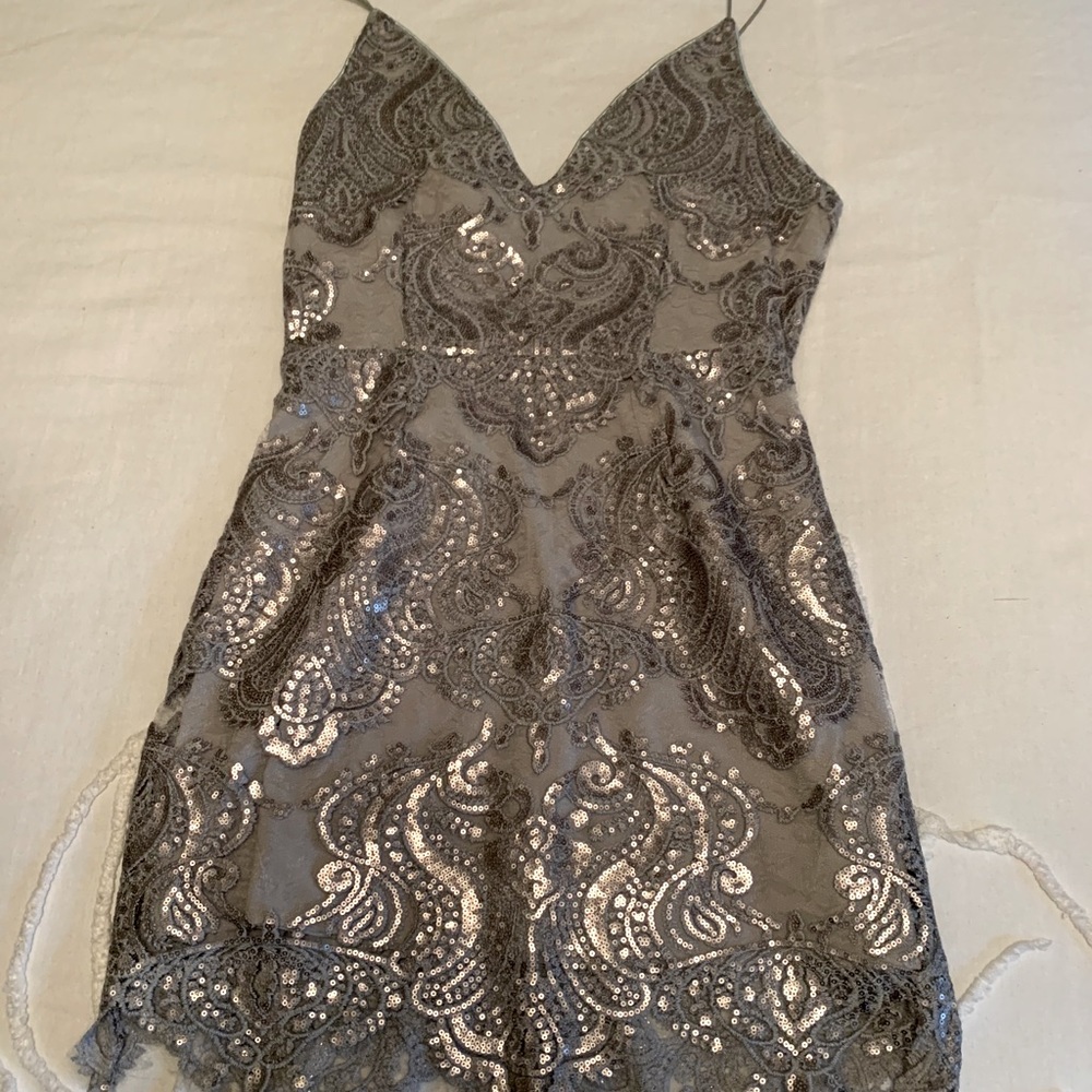 Tobi Silver Sparkly Mini Dress